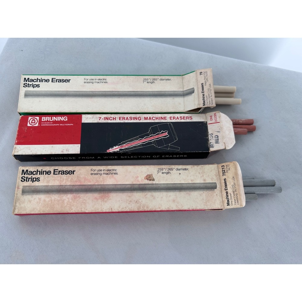 Vtg Faber-Castell Bruning Electric Machine Eraser Refill Strips 7 Inch Lot (3)